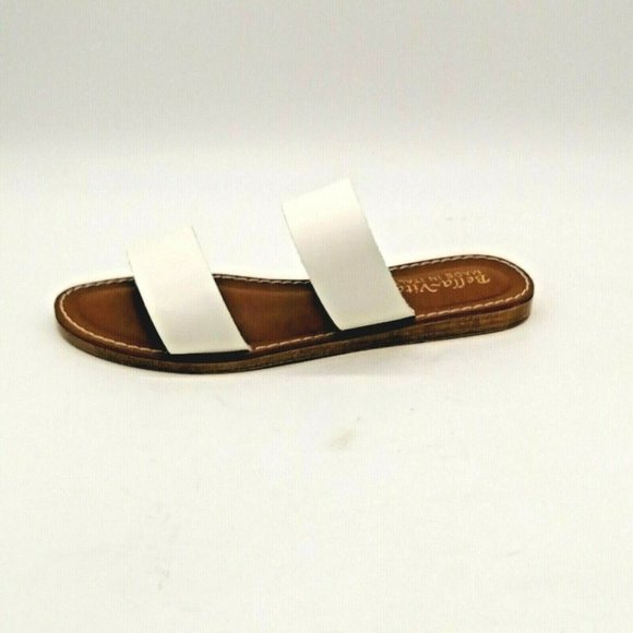 Bella Vita‎ Womens Lea Slide Sandals White Leather Double Straps Wedge 6.5WW NEW - Picture 1 of 10